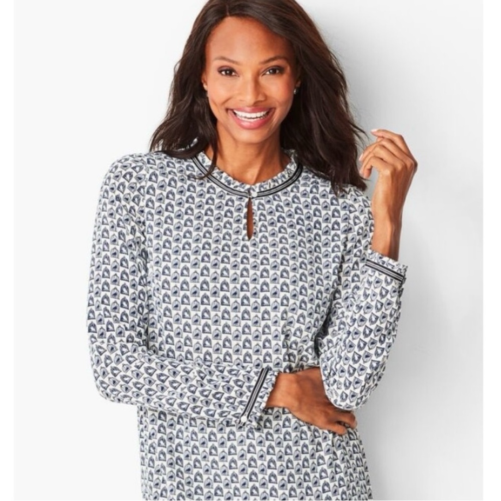 Talbots Birdcage Blouse Long Sleeve Small